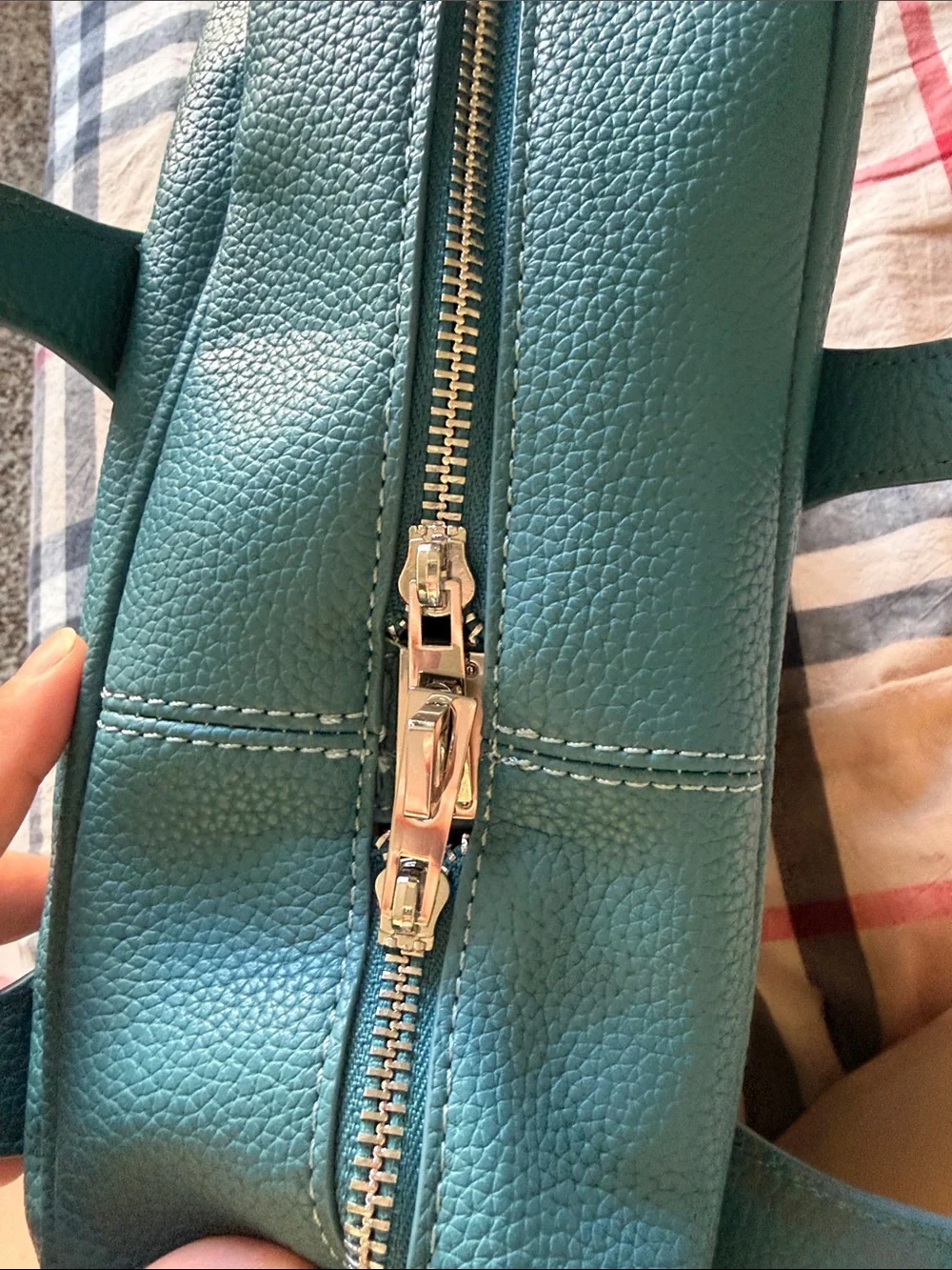Teal Leather Tote Shoulder Bag - Stylish Everyday Carry
